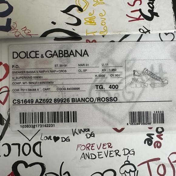 DOLCE & GABBANA Shoes SUPER KING White Red Black Leather
Sneakers s. EU40 /US7 - Picture 5 of 5